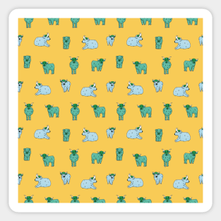 Small and big highland blue cows Sticker